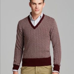 Men's Red The Mb Birdseye V Neck Sweater